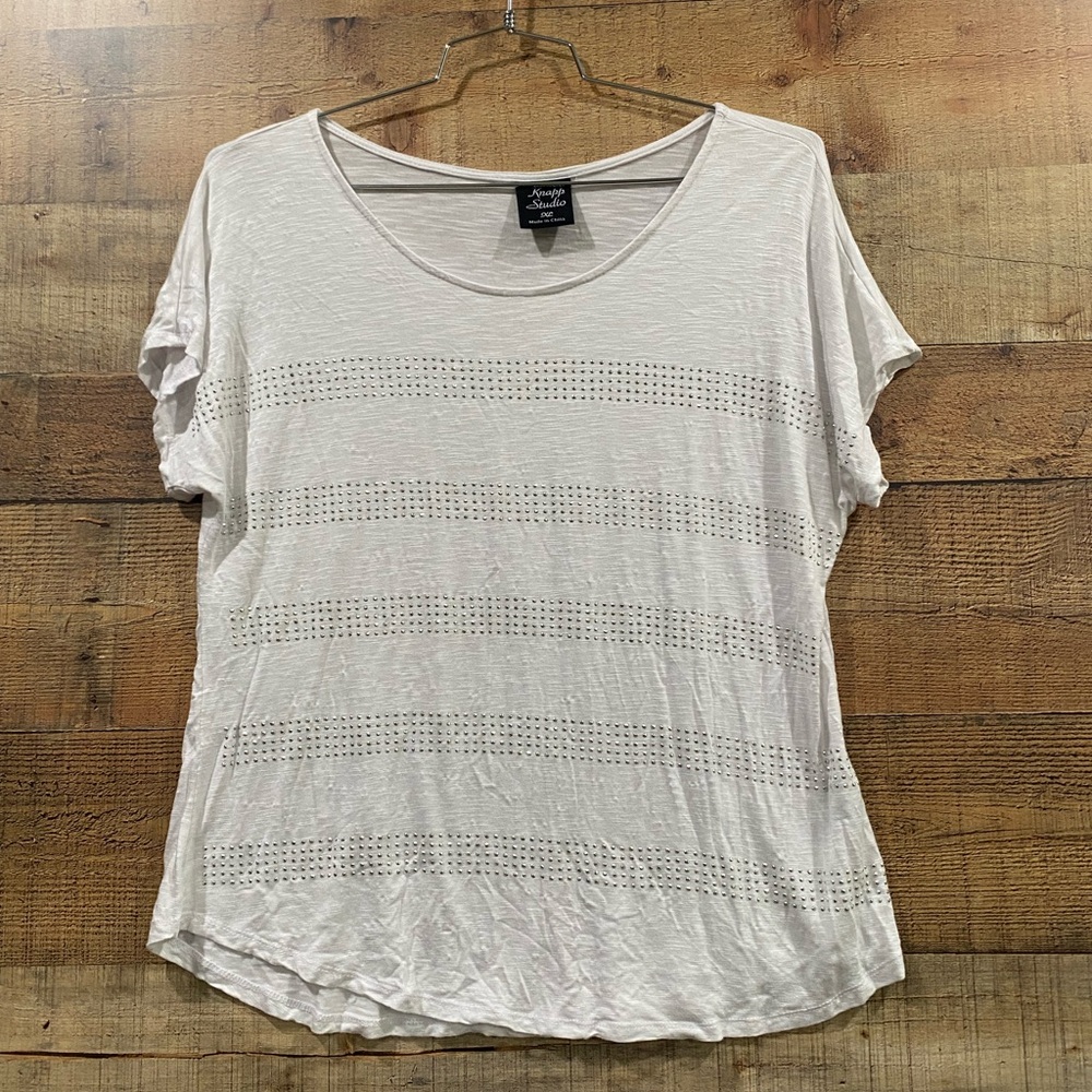 Knapp Studio Embellished White Top Size XL